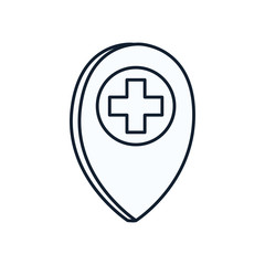 Cross inside mark line style icon vector design