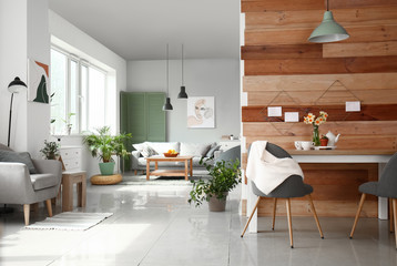 Interior of beautiful modern studio apartment
