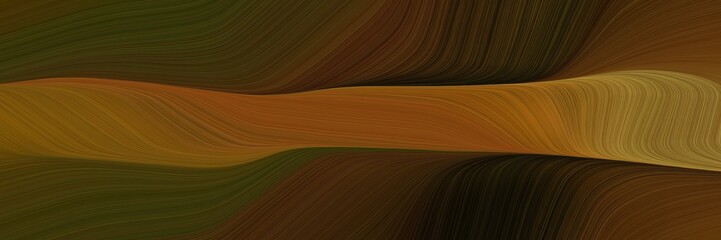 abstract dynamic curved lines colorful horizontal header with very dark green, brown and chocolate colors