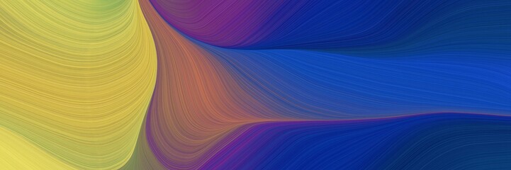 abstract dynamic curved lines colorful horizontal header with dark khaki, midnight blue and old lavender colors. elegant curved lines with fluid flowing waves and curves