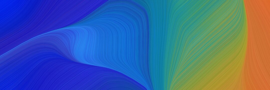 abstract dynamic curved lines modern header design with strong blue, peru and blue chill colors © Eigens
