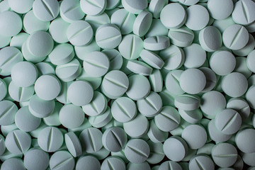 macro pills background. Drugs, painkillers, colds and other medicines.