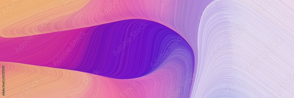 Poster abstract dynamic curved lines surreal designed horizontal header with thistle, dark violet and dark salmon colors. elegant curved lines with fluid flowing waves and curves
