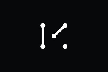 Logo design of K in vector for technology, electronics, digital, connection. Minimal awesome trendy professional logo design template on black background.