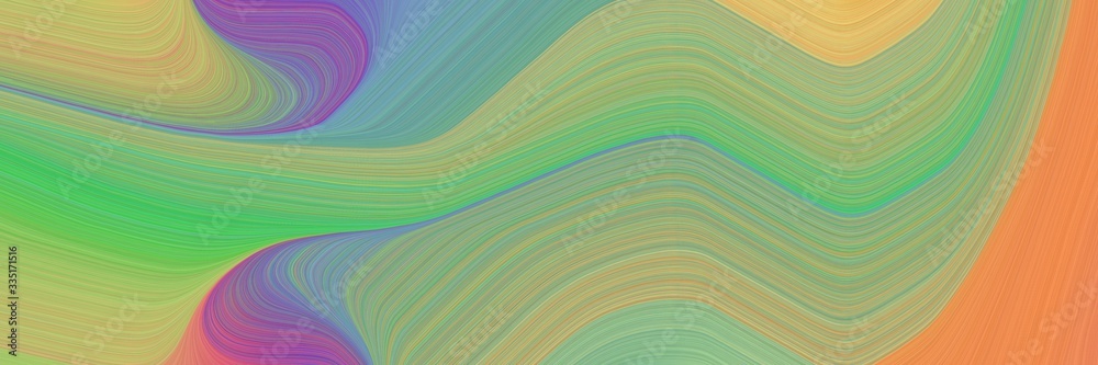 Aufkleber abstract dynamic curved lines surreal horizontal header with dark sea green, sandy brown and antique