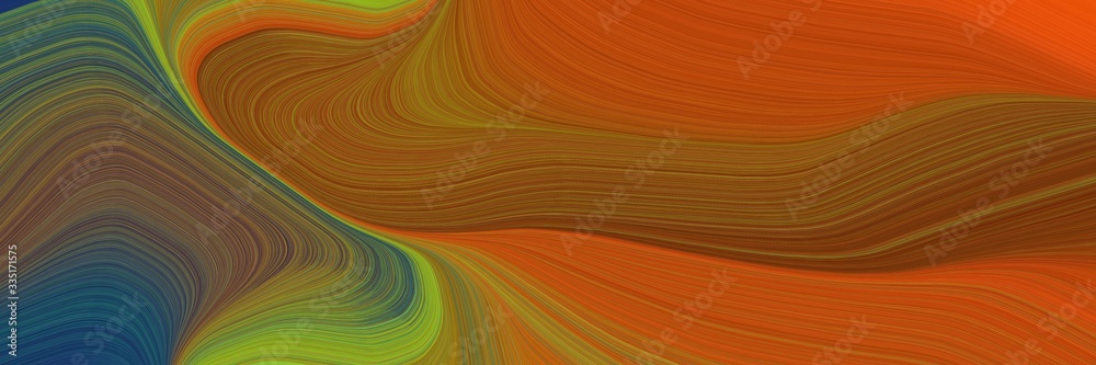 Poster abstract dynamic curved lines flowing header with brown, saddle brown and dark slate gray colors