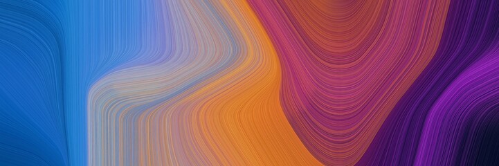 abstract dynamic curved lines moving horizontal header with moderate red, strong blue and corn flower blue colors. elegant curved lines with fluid flowing waves and curves