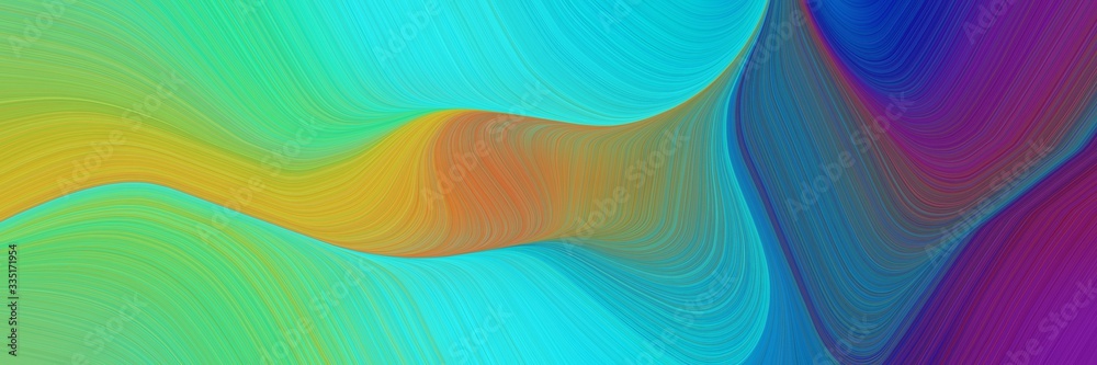 Poster abstract dynamic curved lines dynamic banner with medium sea green, medium aqua marine and dark slat