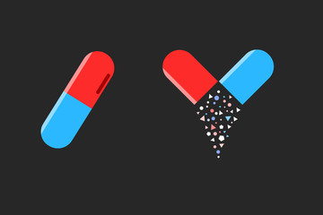 Vector illustration of red and blue pill