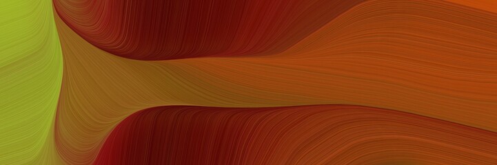 abstract dynamic curved lines modern designed horizontal header with saddle brown, yellow green and dark red colors. elegant curved lines with fluid flowing waves and curves