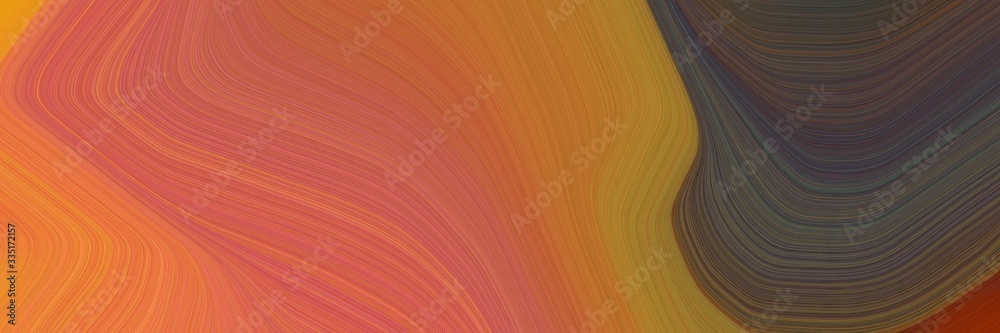 Aufkleber abstract dynamic curved lines artistic horizontal header with coffee, old mauve and brown colors. elegant curved lines with fluid flowing waves and curves