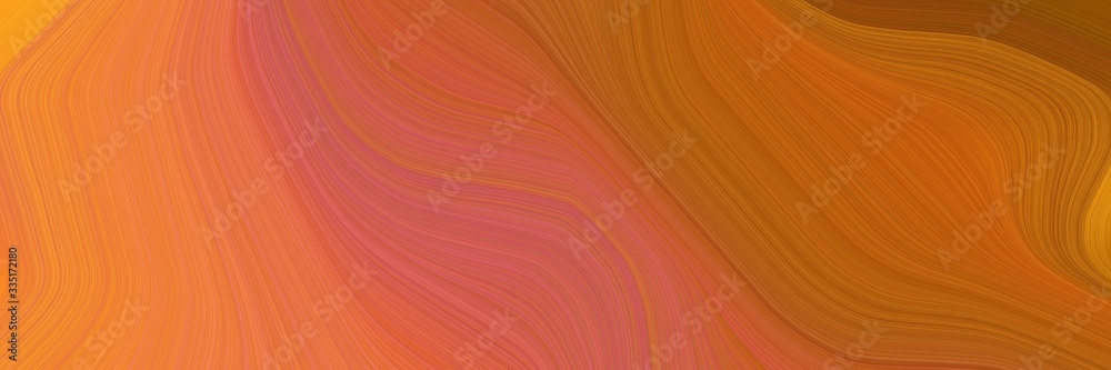 Aufkleber abstract dynamic curved lines flowing designed horizontal banner with coffee, indian red and coral colors. elegant curved lines with fluid flowing waves and curves