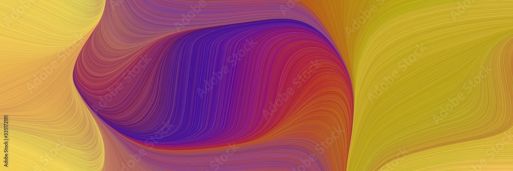 Poster abstract dynamic curved lines modern header design with golden rod, purple and moderate red colors. elegant curved lines with fluid flowing waves and curves