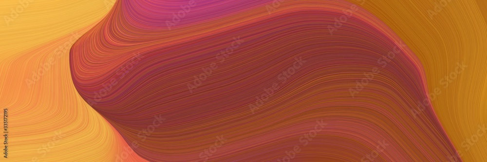 Aufkleber abstract dynamic curved lines colorful designed horizontal banner with sienna, pastel orange and peru colors. elegant curved lines with fluid flowing waves and curves
