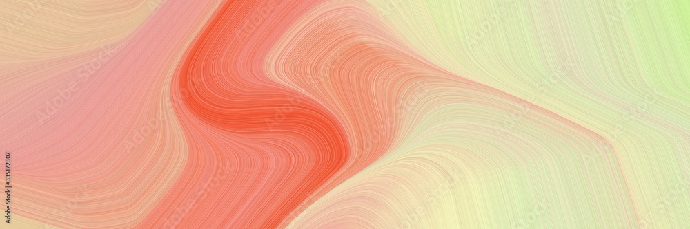 Aufkleber abstract dynamic curved lines artistic designed horizontal banner with wheat, pale golden rod and salmon colors. elegant curved lines with fluid flowing waves and curves