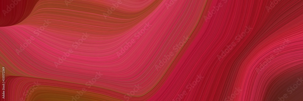 Poster abstract dynamic curved lines surreal designed horizontal header with firebrick, dark red and moderate pink colors. elegant curved lines with fluid flowing waves and curves