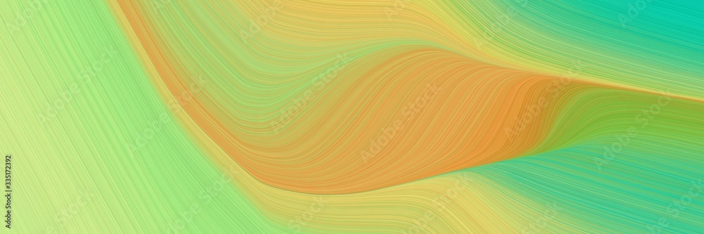Poster abstract dynamic curved lines colorful header with dark khaki, light sea green and pastel green colo
