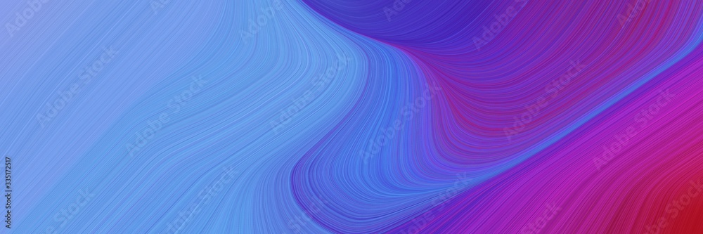 Poster abstract dynamic curved lines decorative designed horizontal banner with corn flower blue, moderate 