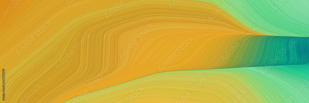 Aufkleber abstract dynamic curved lines artistic designed horizontal banner with golden rod, medium sea green 