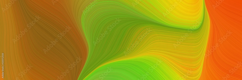 Poster abstract dynamic curved lines moving header with brown, yellow green and dark orange colors