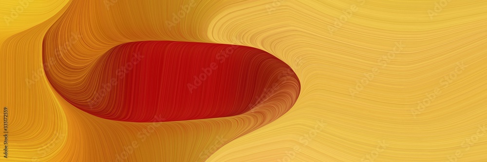Poster abstract dynamic curved lines colorful horizontal banner with pastel orange, firebrick and coffee colors. elegant curved lines with fluid flowing waves and curves