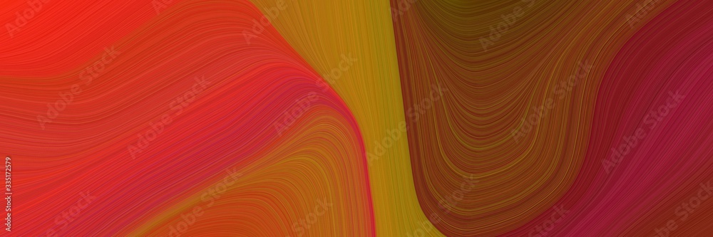 Poster abstract dynamic curved lines colorful banner with firebrick, chocolate and dark golden rod colors
