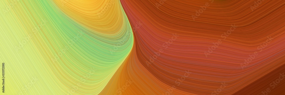 Poster abstract dynamic curved lines artistic header with dark khaki, sienna and peru colors. elegant curved lines with fluid flowing waves and curves