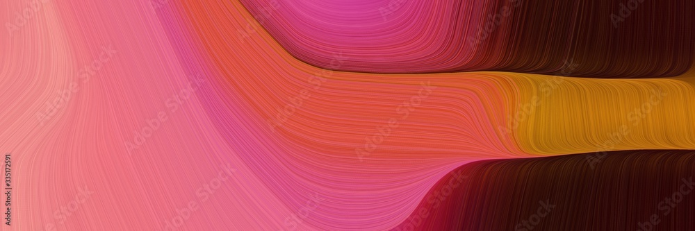 Poster abstract dynamic curved lines flowing header with pale violet red, indian red and very dark red colors. elegant curved lines with fluid flowing waves and curves