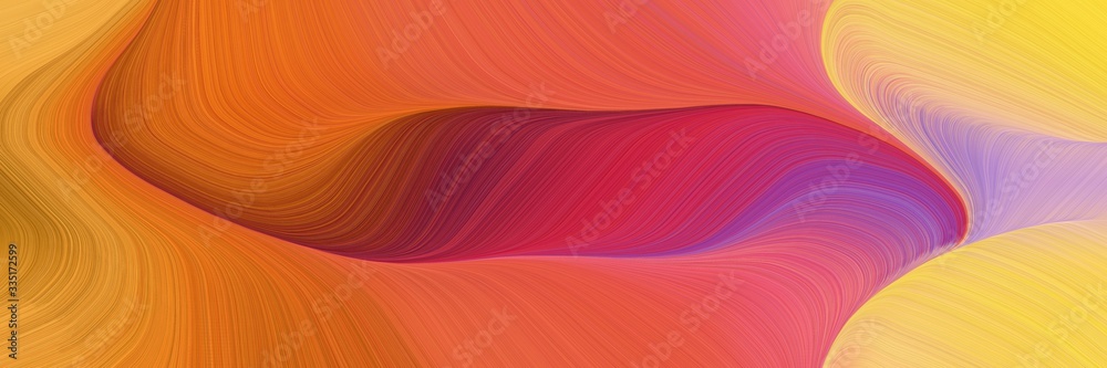Poster abstract dynamic curved lines colorful header with coffee, sandy brown and pastel purple colors. elegant curved lines with fluid flowing waves and curves