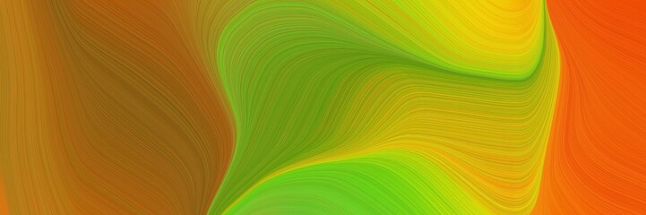 abstract dynamic curved lines moving header with brown, yellow green and dark orange colors