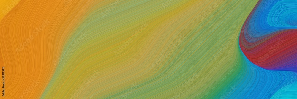 Poster abstract dynamic curved lines dynamic horizontal header with peru, light sea green and dark moderate pink colors