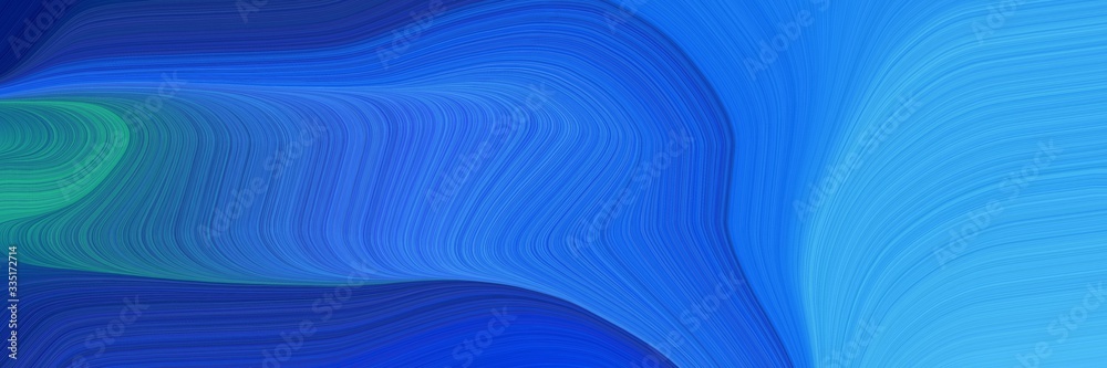Poster abstract dynamic curved lines dynamic header design with royal blue, dodger blue and teal blue colors