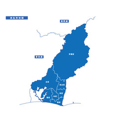 浜松市地図 シンプル青 市区町村