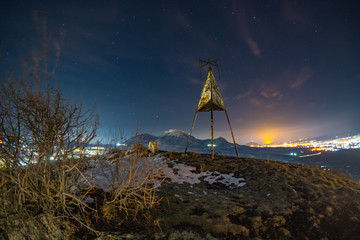 Triangulation tower on top of Sheludivaya Mountain