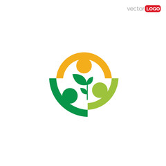people with plants, Farmer Community icon/symbol/Logo Design. Vector Template Illustration.
