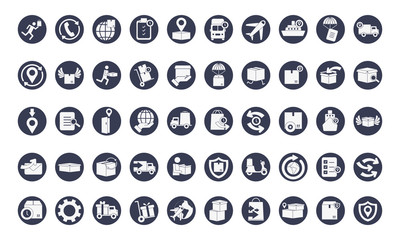 free and fast delivery icon set, block style
