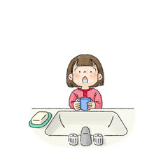 うがいする人（女児）