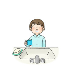 うがいする人（男子小学生）