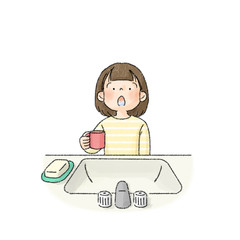 うがいする人（女子小学生）