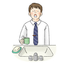 うがいする人（男性会社員）