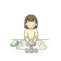 手を洗う人（女子小学生）