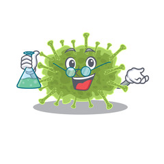 Haploviricotina smart Professor Cartoon design style working with glass tube