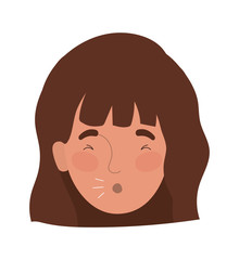 Avatar woman head coughing or sneezing vector design