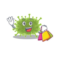 Rich and famous haploviricotina cartoon character holding shopping bags