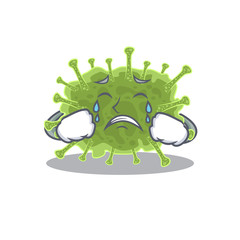 Cartoon character design of haploviricotina with a crying face
