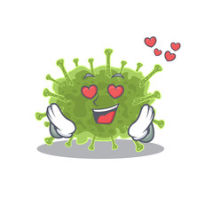 Cute haploviricotina cartoon character has a falling in love face