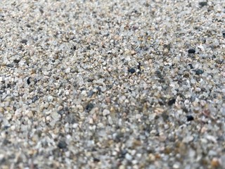 Fototapeta na wymiar 灰色の砂浜の表面　鳥取の日本海海岸で