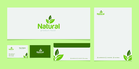Natural product logo design vector template bundle with card name.