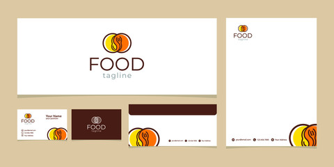 Naklejka premium Food logo like icon.Flat line vector illustration.fork spoon logo concept