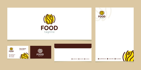 Food logo like icon.Flat line vector illustration.fork spoon logo concept